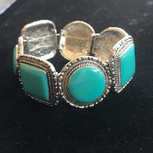 Elastic silver and tortoise bracelet